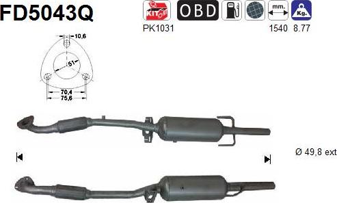 AS FD5043Q - сажі / частковий фільтр, система вихлопу ОГ autocars.com.ua