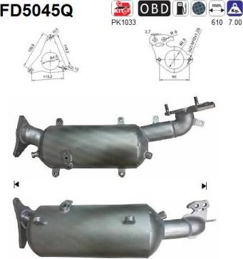 AS FD5045Q - Сажевый / частичный фильтр, система выхлопа ОГ avtokuzovplus.com.ua