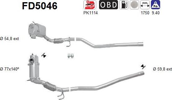 AS FD5046 - сажі / частковий фільтр, система вихлопу ОГ autocars.com.ua