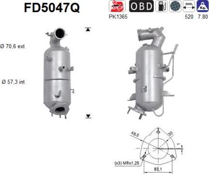 AS FD5047Q - Сажевый / частичный фильтр, система выхлопа ОГ avtokuzovplus.com.ua