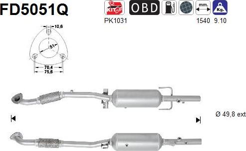 AS FD5051Q - сажі / частковий фільтр, система вихлопу ОГ autocars.com.ua