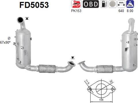 AS FD5053 - сажі / частковий фільтр, система вихлопу ОГ autocars.com.ua
