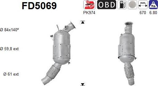 AS FD5069 - сажі / частковий фільтр, система вихлопу ОГ autocars.com.ua