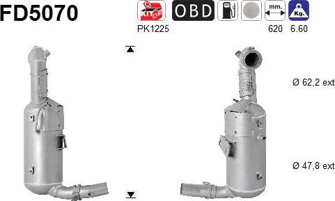 AS FD5070 - Сажевый / частичный фильтр, система выхлопа ОГ avtokuzovplus.com.ua