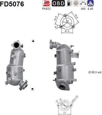 AS FD5076 - сажі / частковий фільтр, система вихлопу ОГ autocars.com.ua