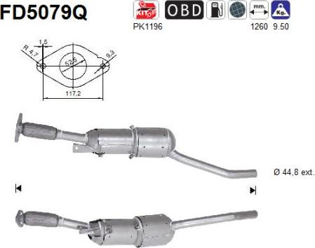 AS FD5079Q - сажі / частковий фільтр, система вихлопу ОГ autocars.com.ua