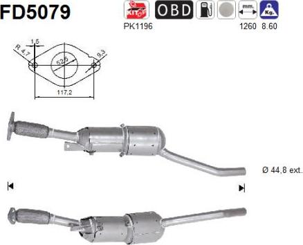 AS FD5079 - сажі / частковий фільтр, система вихлопу ОГ autocars.com.ua