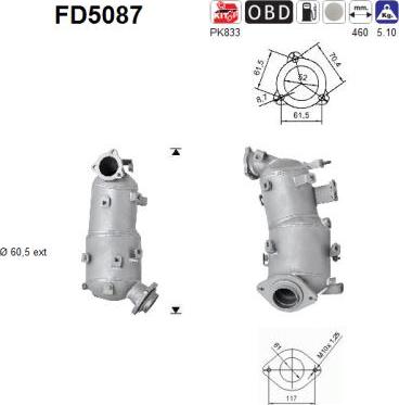 AS FD5087 - сажі / частковий фільтр, система вихлопу ОГ autocars.com.ua