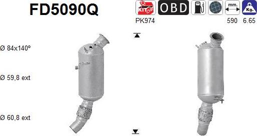 AS FD5090Q - Сажевый / частичный фильтр, система выхлопа ОГ avtokuzovplus.com.ua