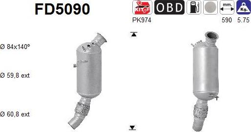 AS FD5090 - Сажевый / частичный фильтр, система выхлопа ОГ avtokuzovplus.com.ua