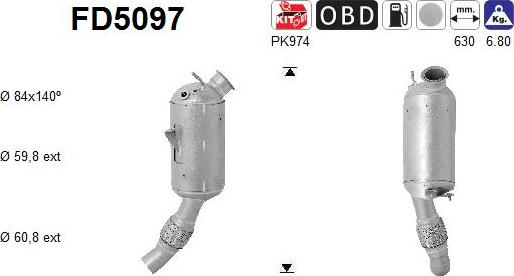 AS FD5097 - сажі / частковий фільтр, система вихлопу ОГ autocars.com.ua