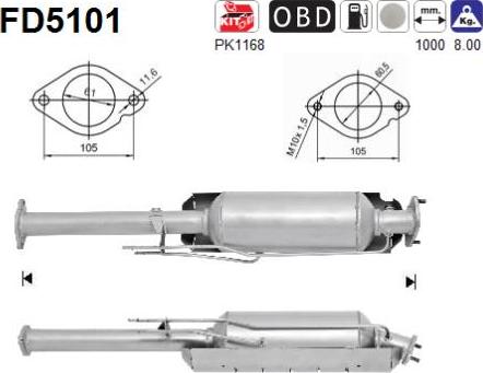 AS FD5101 - сажі / частковий фільтр, система вихлопу ОГ autocars.com.ua