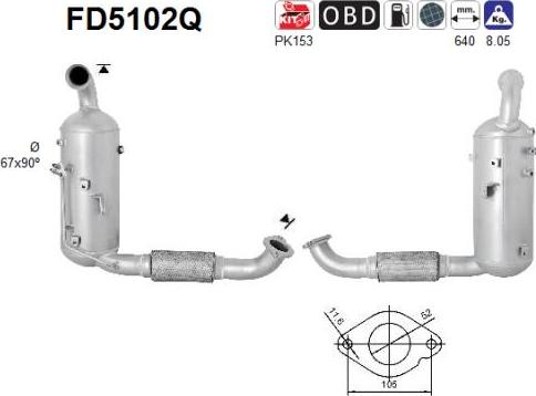 AS FD5102Q - сажі / частковий фільтр, система вихлопу ОГ autocars.com.ua