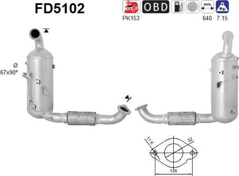 AS FD5102 - сажі / частковий фільтр, система вихлопу ОГ autocars.com.ua