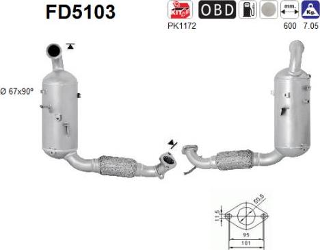 AS FD5103 - сажі / частковий фільтр, система вихлопу ОГ autocars.com.ua