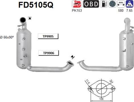 AS FD5105Q - Сажевый / частичный фильтр, система выхлопа ОГ avtokuzovplus.com.ua