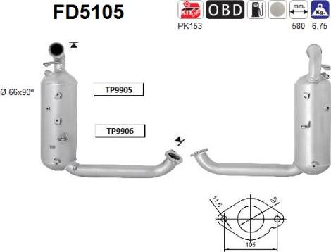 AS FD5105 - сажі / частковий фільтр, система вихлопу ОГ autocars.com.ua