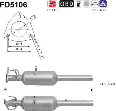 AS FD5106 - сажі / частковий фільтр, система вихлопу ОГ autocars.com.ua