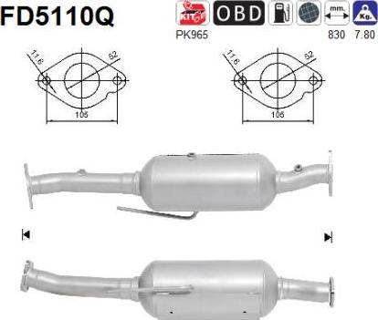 AS FD5110Q - сажі / частковий фільтр, система вихлопу ОГ autocars.com.ua