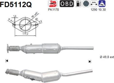 AS FD5112Q - сажі / частковий фільтр, система вихлопу ОГ autocars.com.ua