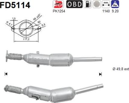 AS FD5114 - Сажевый / частичный фильтр, система выхлопа ОГ avtokuzovplus.com.ua