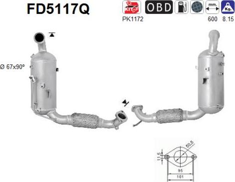 AS FD5117Q - Сажевый / частичный фильтр, система выхлопа ОГ avtokuzovplus.com.ua