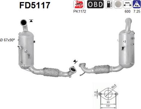 AS FD5117 - Сажевый / частичный фильтр, система выхлопа ОГ avtokuzovplus.com.ua