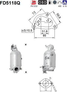 AS FD5118Q - Сажевый / частичный фильтр, система выхлопа ОГ avtokuzovplus.com.ua