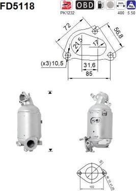 AS FD5118 - Сажевый / частичный фильтр, система выхлопа ОГ avtokuzovplus.com.ua