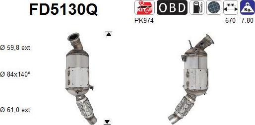 AS FD5130Q - Сажевый / частичный фильтр, система выхлопа ОГ avtokuzovplus.com.ua