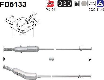 AS FD5133 - Сажевый / частичный фильтр, система выхлопа ОГ avtokuzovplus.com.ua