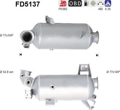 AS FD5137 - сажі / частковий фільтр, система вихлопу ОГ autocars.com.ua
