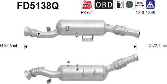 AS FD5138Q - сажі / частковий фільтр, система вихлопу ОГ autocars.com.ua