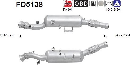 AS FD5138 - сажі / частковий фільтр, система вихлопу ОГ autocars.com.ua