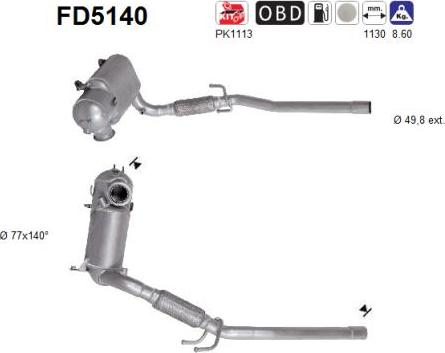 AS FD5140 - сажі / частковий фільтр, система вихлопу ОГ autocars.com.ua