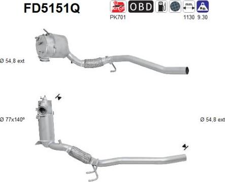 AS FD5151Q - сажі / частковий фільтр, система вихлопу ОГ autocars.com.ua