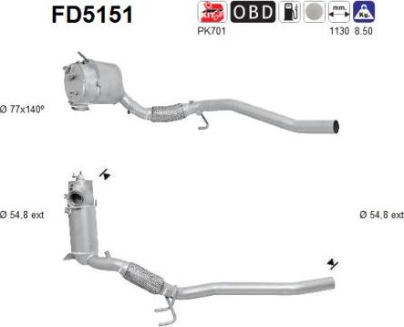 AS FD5151 - Сажевый / частичный фильтр, система выхлопа ОГ avtokuzovplus.com.ua