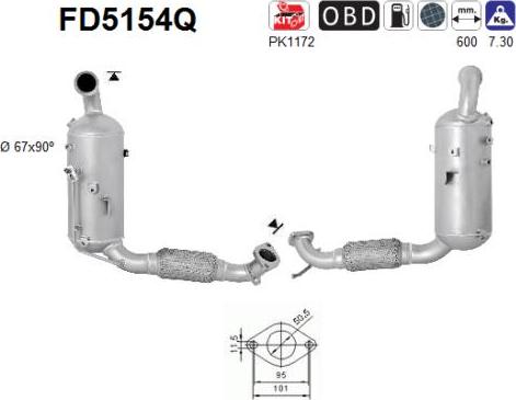 AS FD5154Q - Сажевый / частичный фильтр, система выхлопа ОГ avtokuzovplus.com.ua