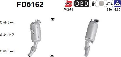 AS FD5162 - сажі / частковий фільтр, система вихлопу ОГ autocars.com.ua