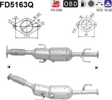 AS FD5163Q - сажі / частковий фільтр, система вихлопу ОГ autocars.com.ua