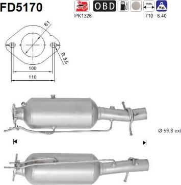 AS FD5170 - Сажевый / частичный фильтр, система выхлопа ОГ avtokuzovplus.com.ua