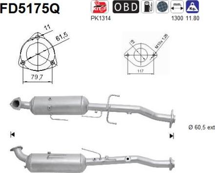 AS FD5175Q - сажі / частковий фільтр, система вихлопу ОГ autocars.com.ua