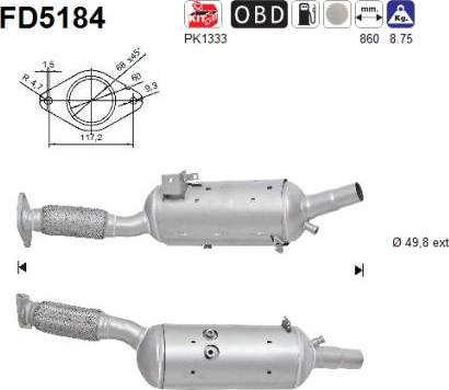 AS FD5184 - сажі / частковий фільтр, система вихлопу ОГ autocars.com.ua