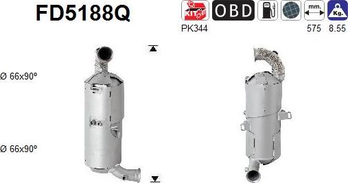 AS FD5188Q - Сажевый / частичный фильтр, система выхлопа ОГ avtokuzovplus.com.ua