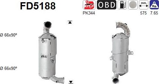 AS FD5188 - Сажевый / частичный фильтр, система выхлопа ОГ avtokuzovplus.com.ua