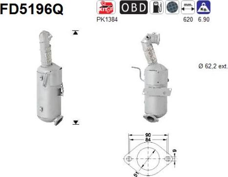 AS FD5196Q - Сажевый / частичный фильтр, система выхлопа ОГ avtokuzovplus.com.ua