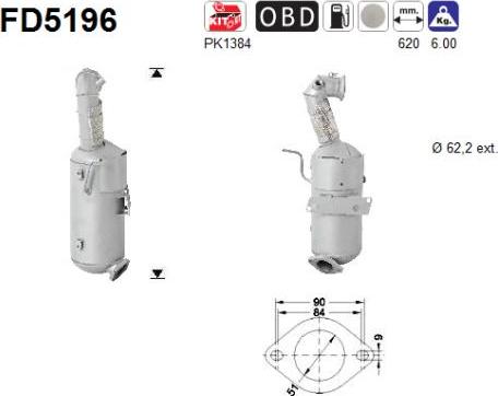 AS FD5196 - Сажевый / частичный фильтр, система выхлопа ОГ avtokuzovplus.com.ua