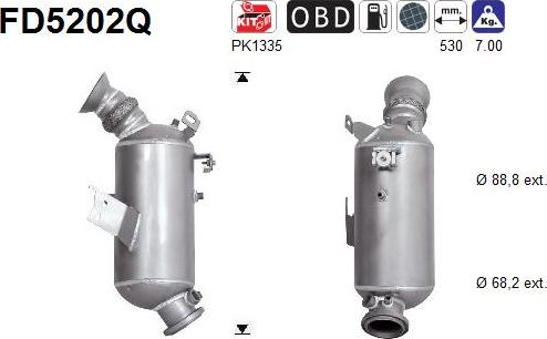 AS FD5202Q - Сажевый / частичный фильтр, система выхлопа ОГ avtokuzovplus.com.ua