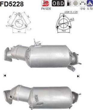 AS FD5228 - Сажевый / частичный фильтр, система выхлопа ОГ avtokuzovplus.com.ua