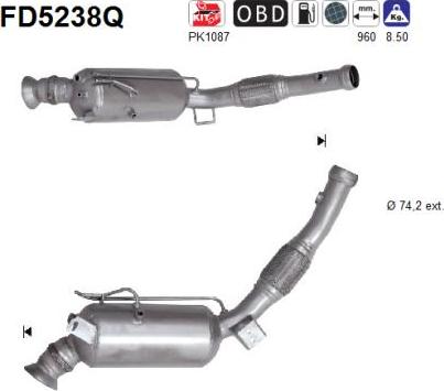 AS FD5238Q - Сажевый / частичный фильтр, система выхлопа ОГ avtokuzovplus.com.ua